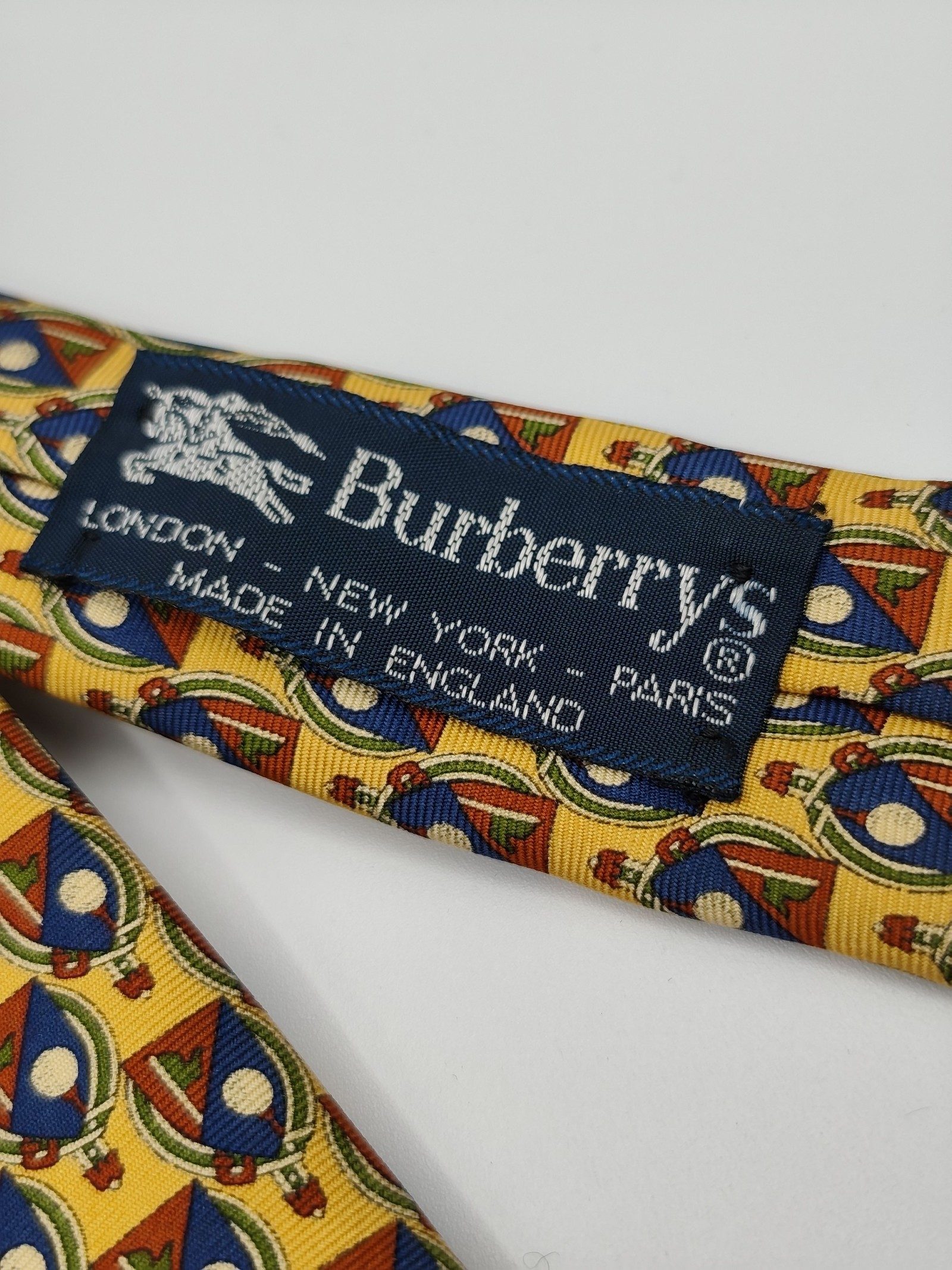 Burberry Yellow & Blue Silk Patterned Tie image 5
