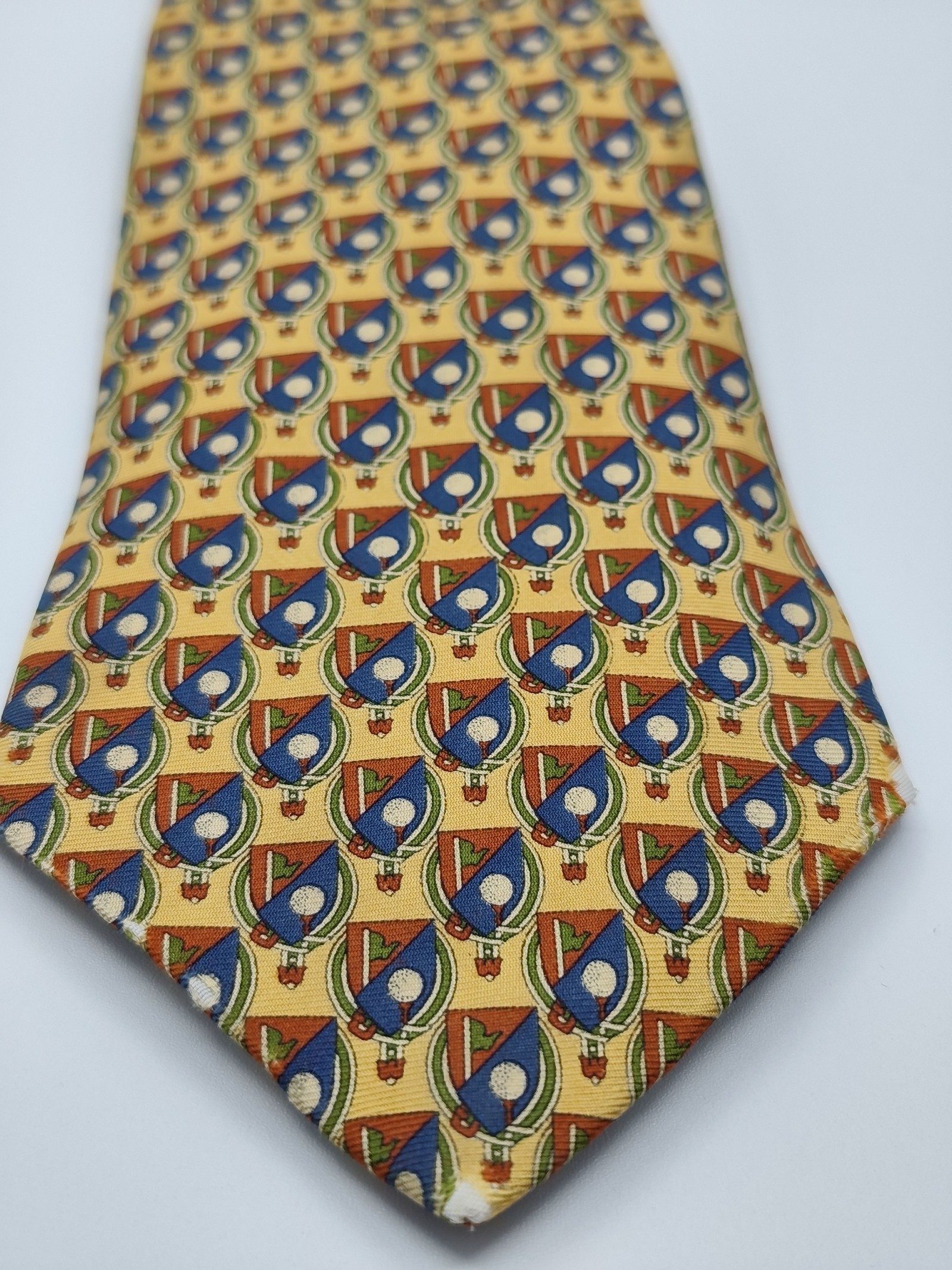 Burberry Yellow & Blue Silk Patterned Tie image 7