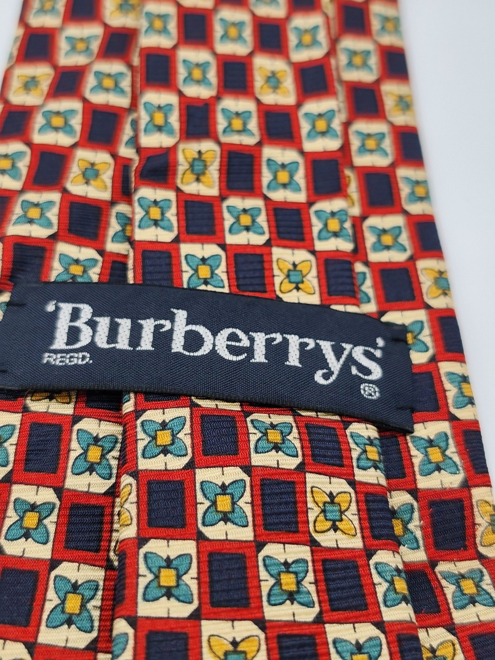 Burberry Men's Multi Colour Silk Tie Vintage Floral Pattern