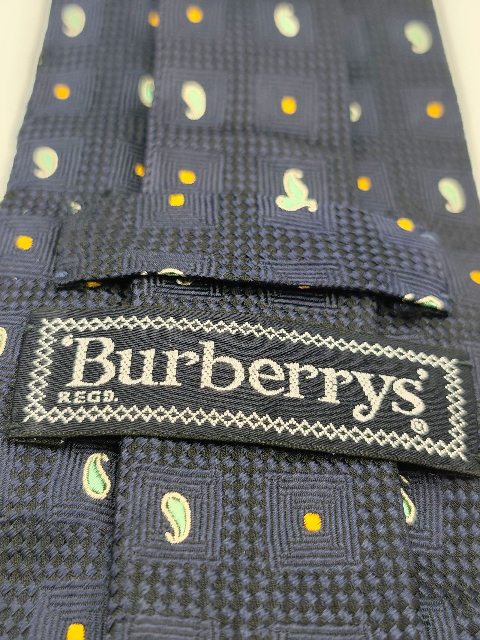 Burberry Navy Blue Paisley Pattern Silk Tie image 2