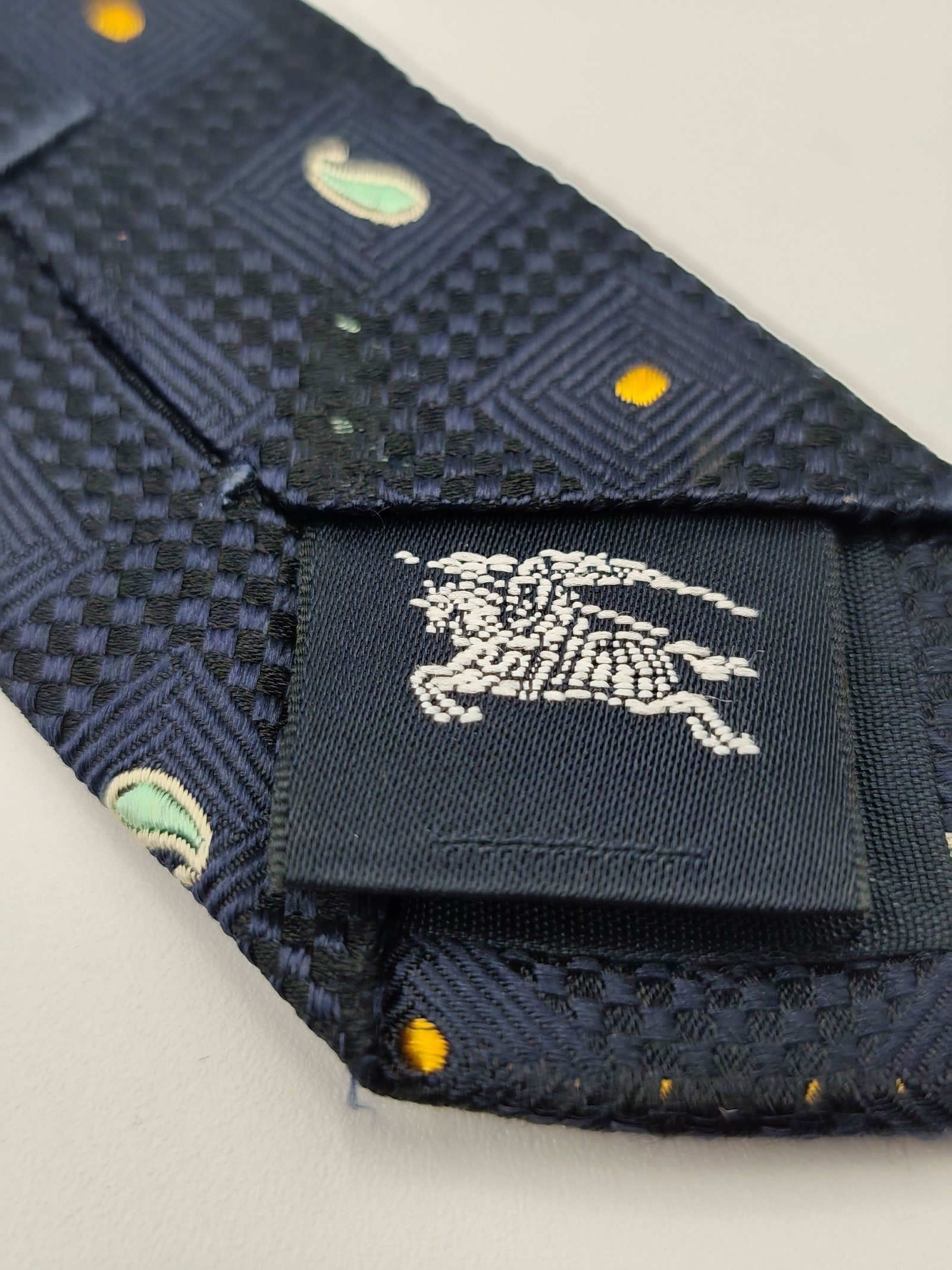 Burberry Navy Blue Paisley Pattern Silk Tie image 4