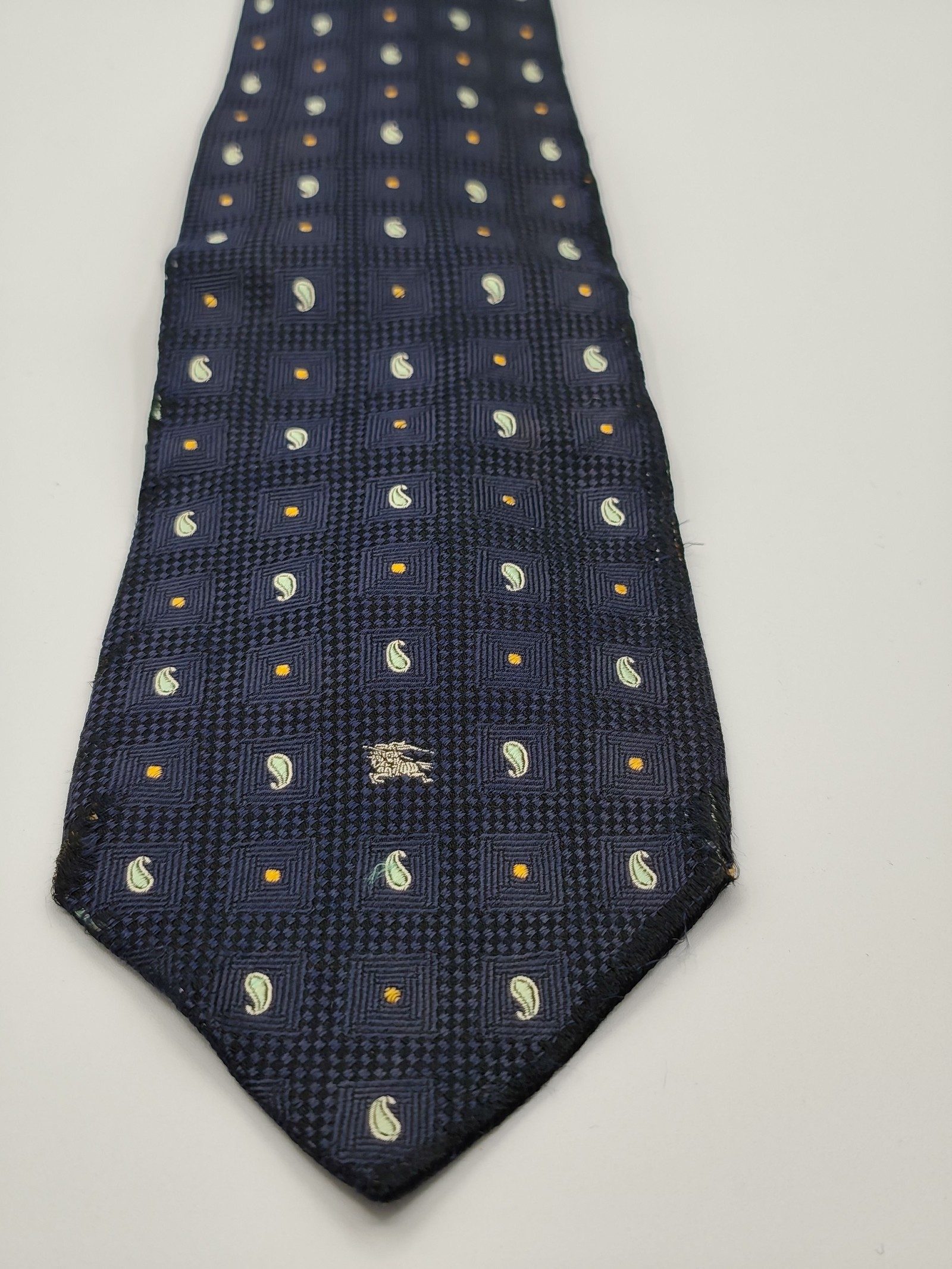 Burberry Navy Blue Paisley Pattern Silk Tie image 5