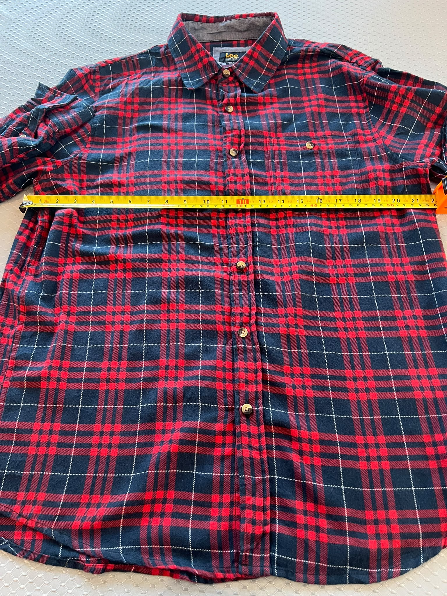 Vintage Lee Men's Red & Black Checkered Flannel Shirt Medium image 8