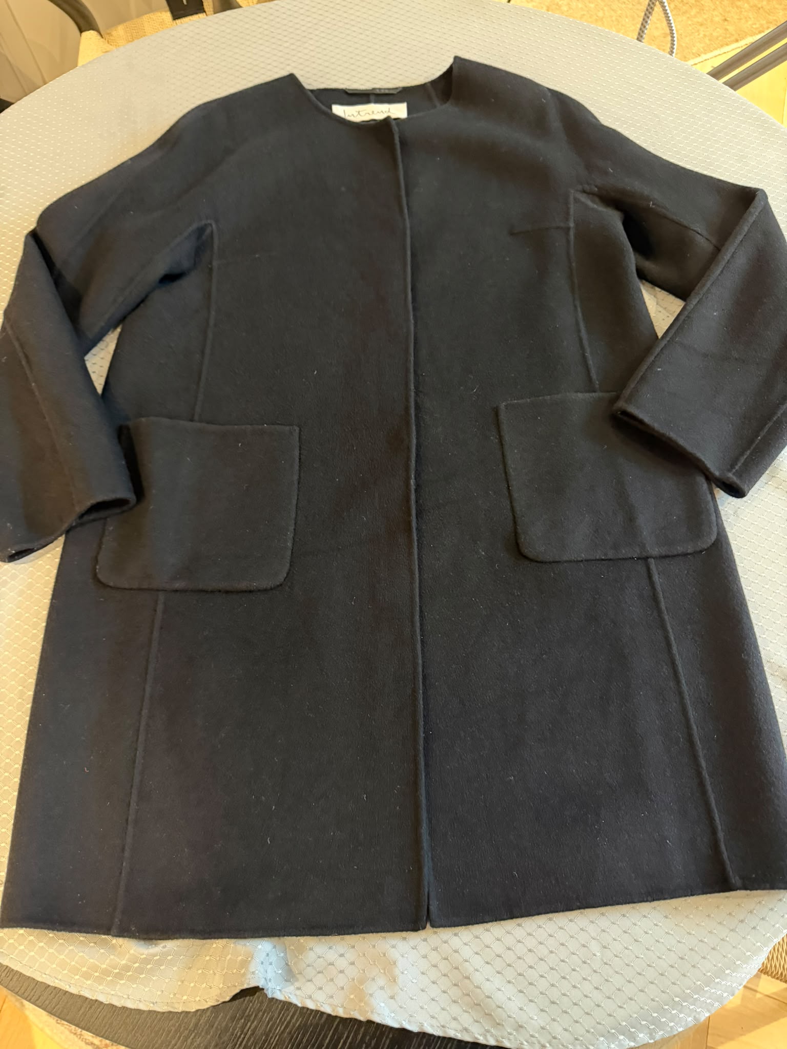 Intrend (Max Mara) Women's Black Wool Blend Coat M (12) Long Sleeve Pockets