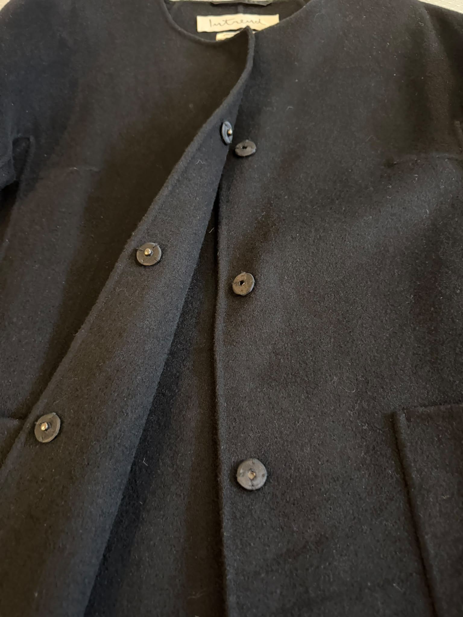 Intrend (Max Mara) Women's Black Wool Blend Coat M (12) Long Sleeve Pockets image 3