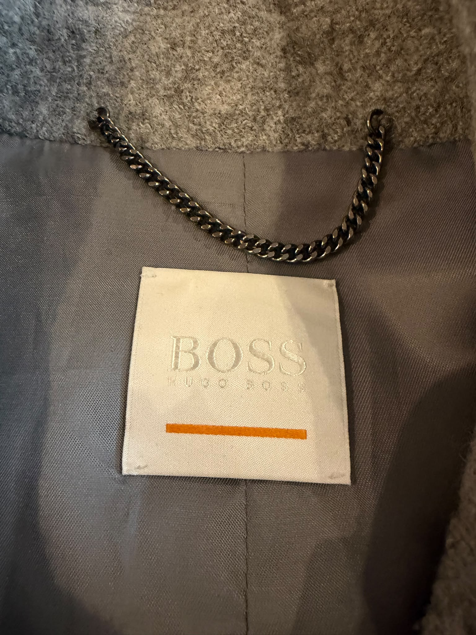 Hugo Boss Grey Wool Blend Double-Breasted Peacoat Large image 7