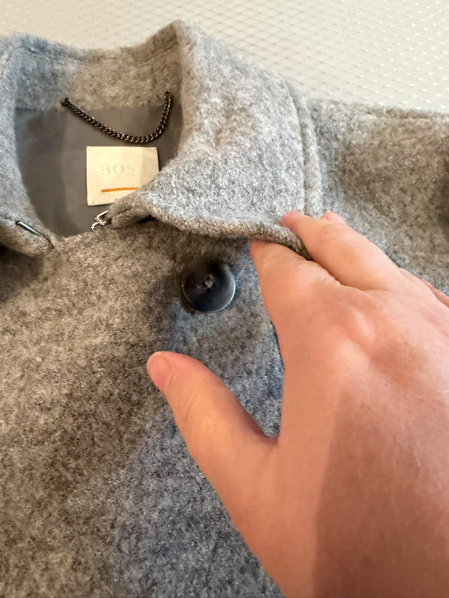 Hugo Boss Grey Wool Blend Double-Breasted Peacoat Large image 8