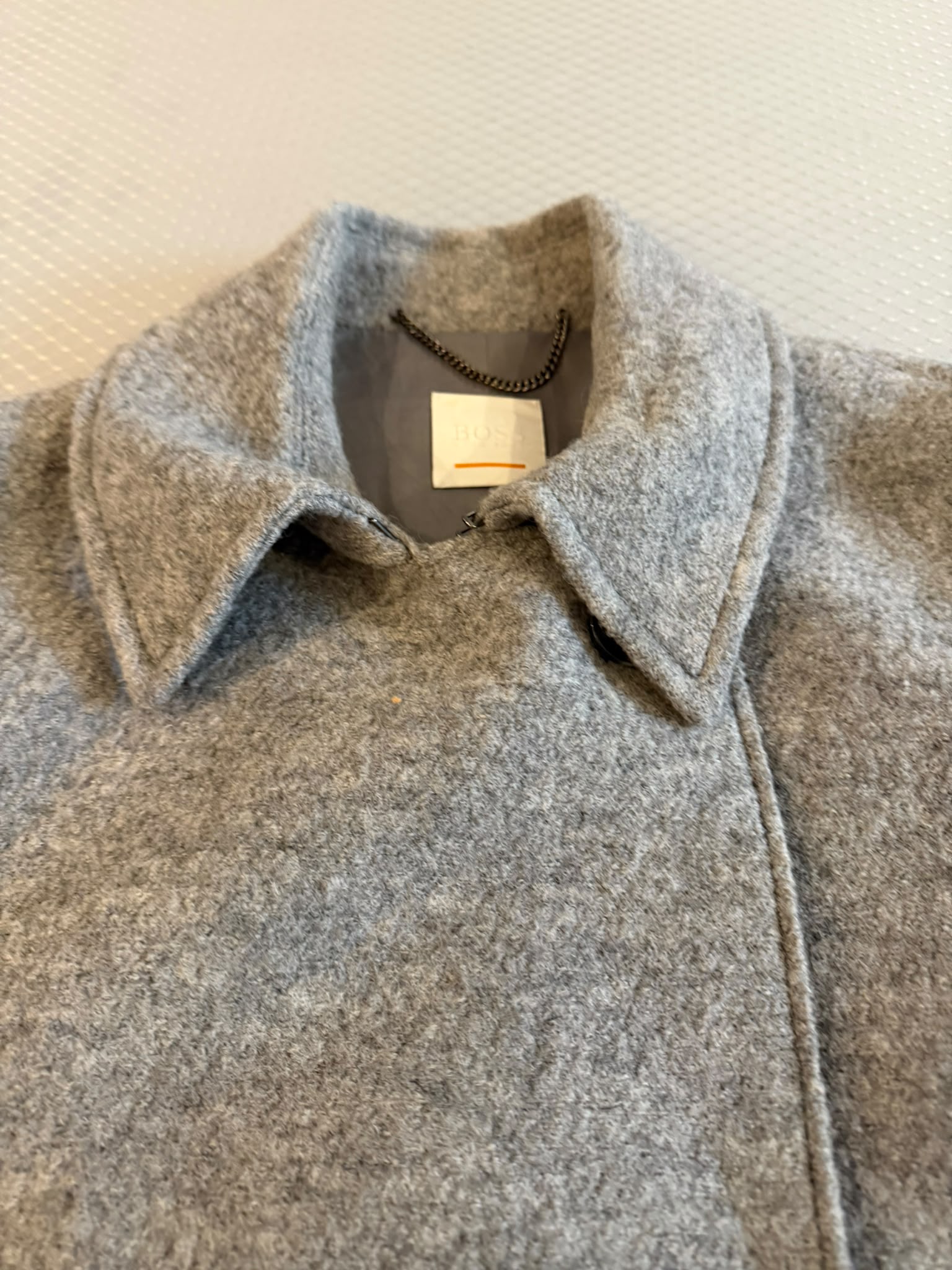 Hugo Boss Grey Wool Blend Double-Breasted Peacoat Large image 9