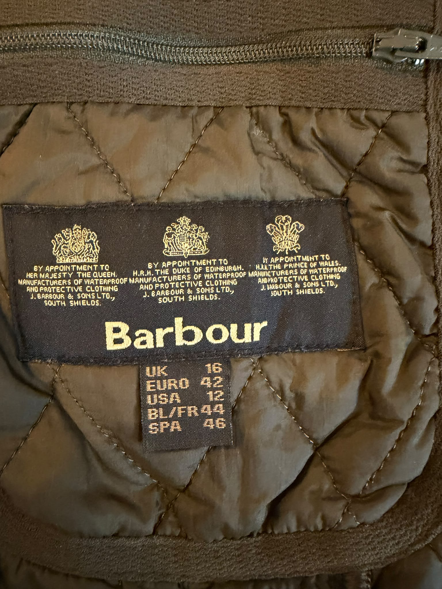 Barbour Brown Betty Quilted Interactive Liner UK 16 image 7