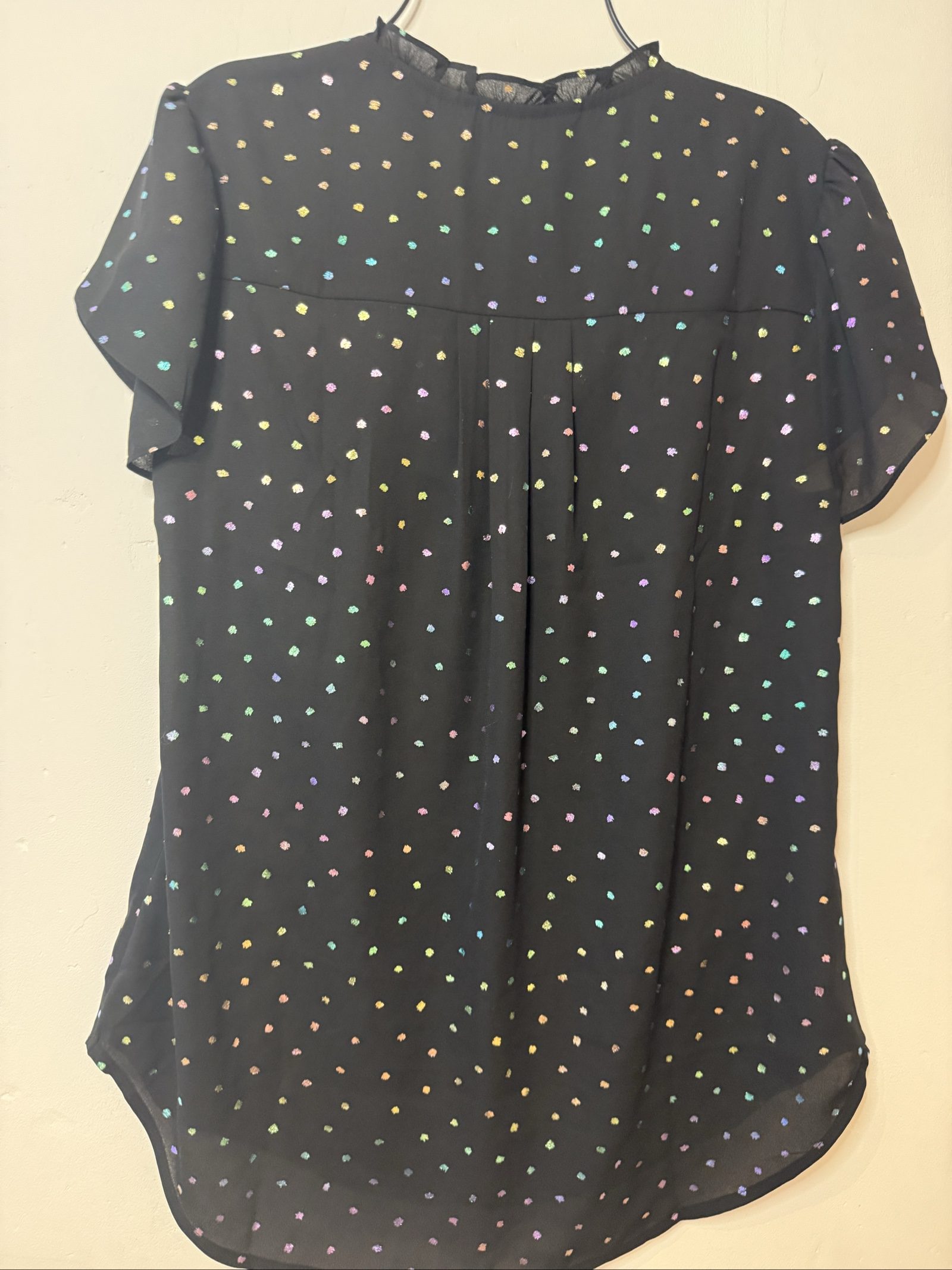 Mauvette Women's Black Multicolour Polka Dot Blouse UK 8 image 2