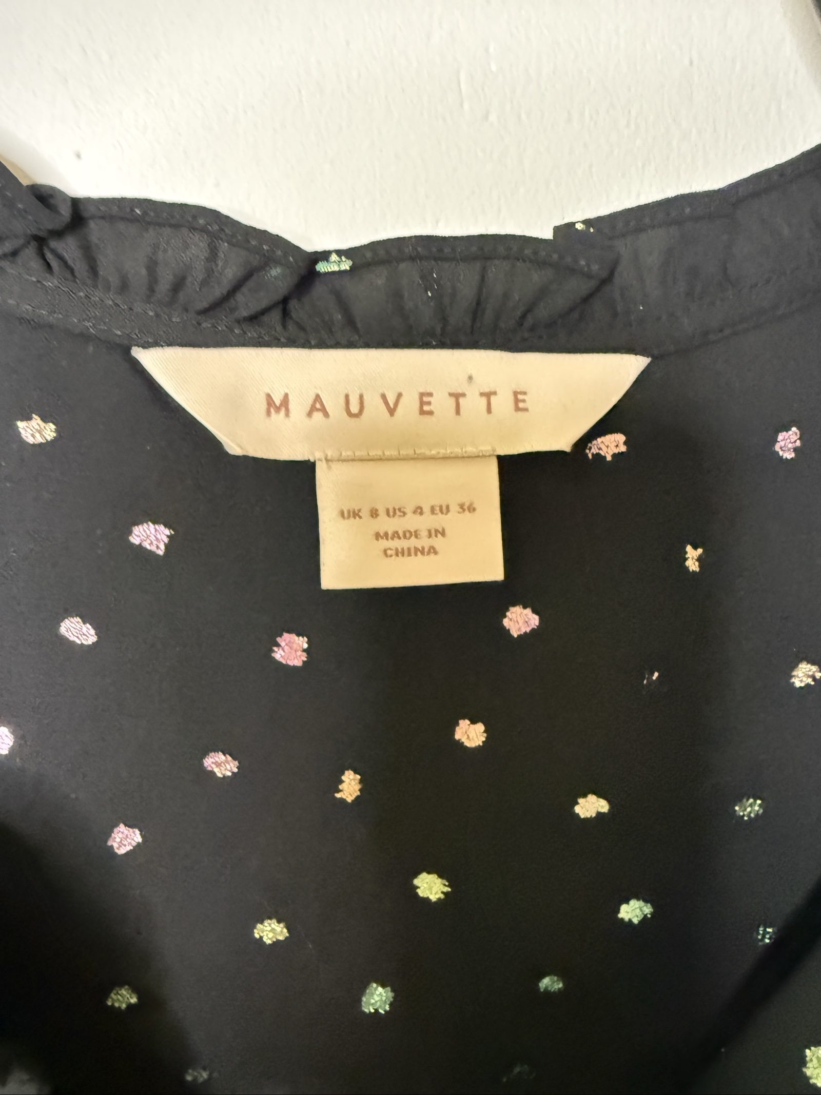 Mauvette Women's Black Multicolour Polka Dot Blouse UK 8 image 4