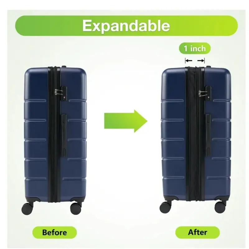 Navy Expandable ABS Hardshell Luggage Set with TSA Lock image 3