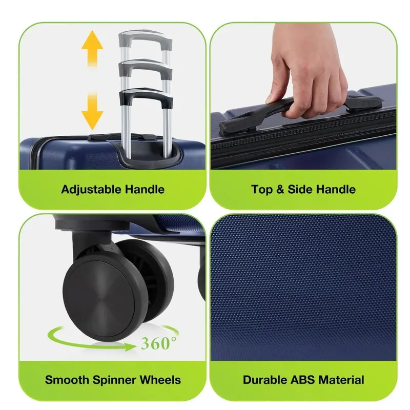 Navy Expandable ABS Hardshell Luggage Set with TSA Lock image 5