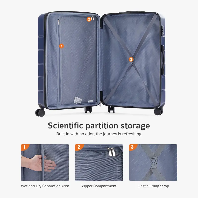 Black Hard Shell Expandable Spinner Suitcase with TSA Lock image 2