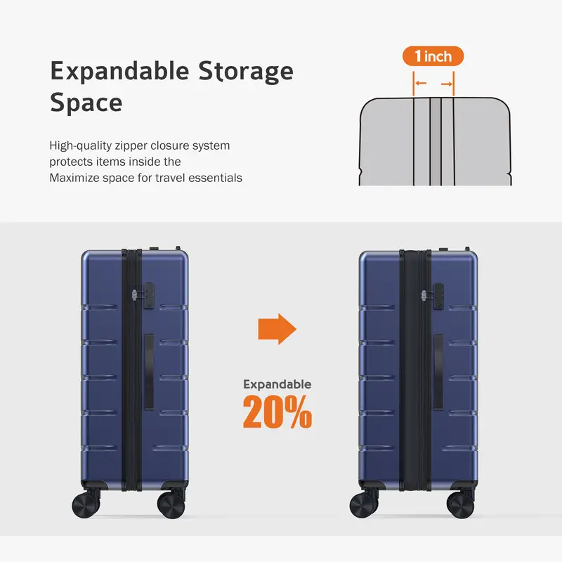 Black Hard Shell Expandable Spinner Suitcase with TSA Lock image 3