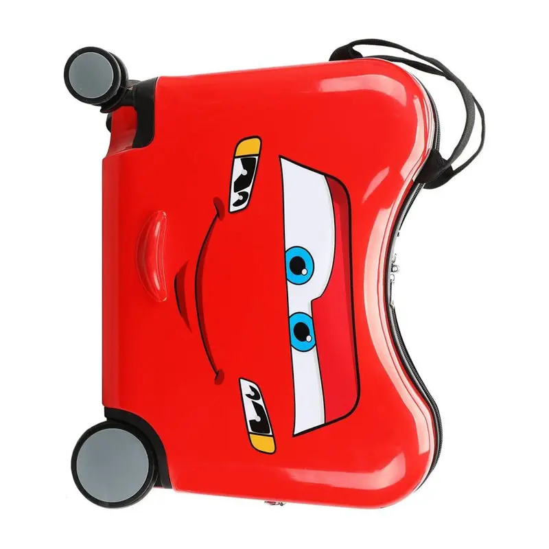 Red Kids' Ride-On Car Suitcase with Wheels and Handle
