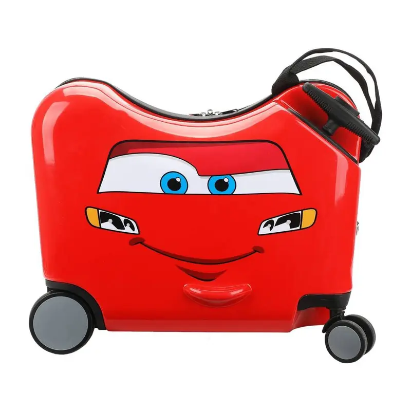 Red Kids' Ride-On Car Suitcase with Wheels and Handle image 2