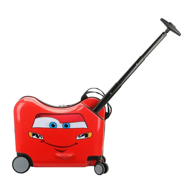 Red Kids' Ride-On Car Suitcase with Wheels and Handle image 5