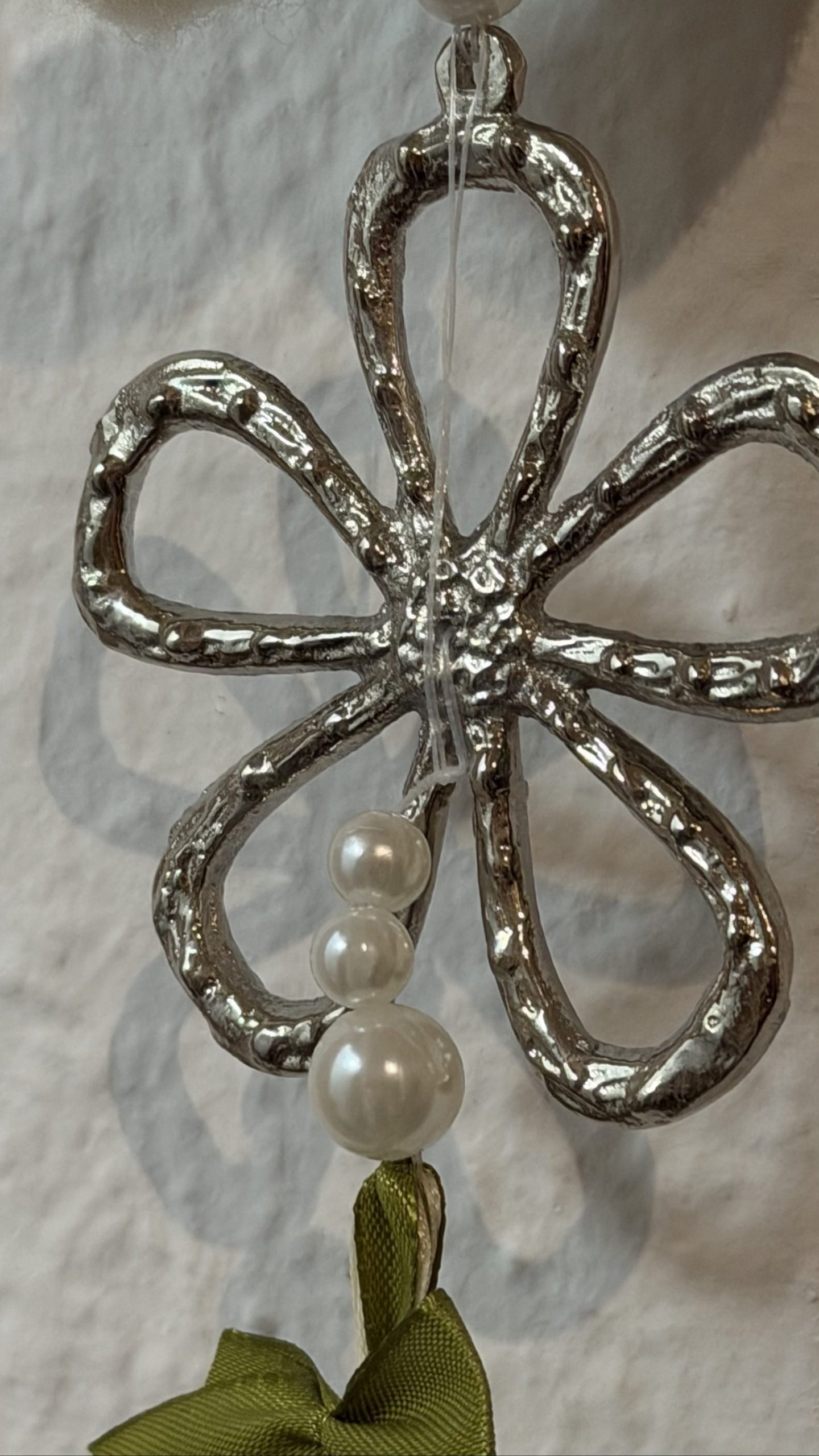 Silver & Green Flower Hanging Wall Decor image 4