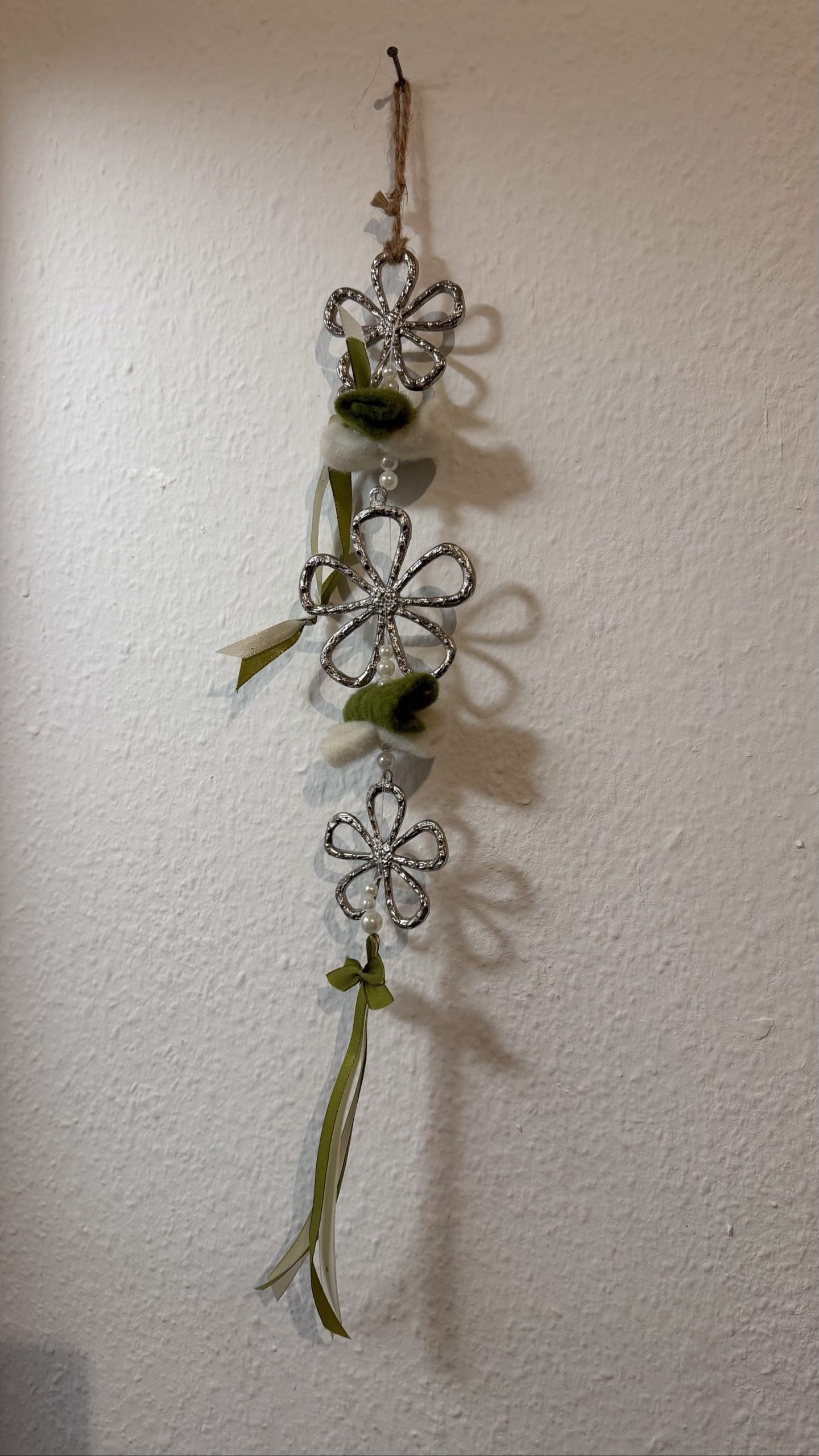 Silver & Green Flower Hanging Wall Decor image 5
