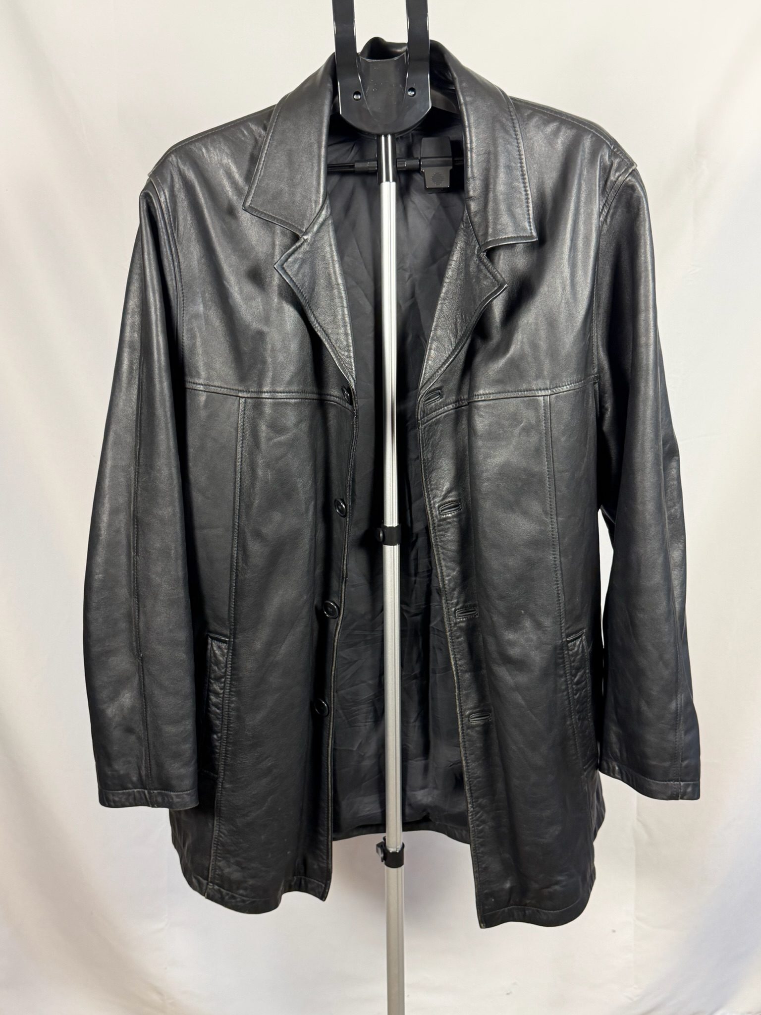 Vintage Marks & Spencer Black Fine Leather Men's jacket Large