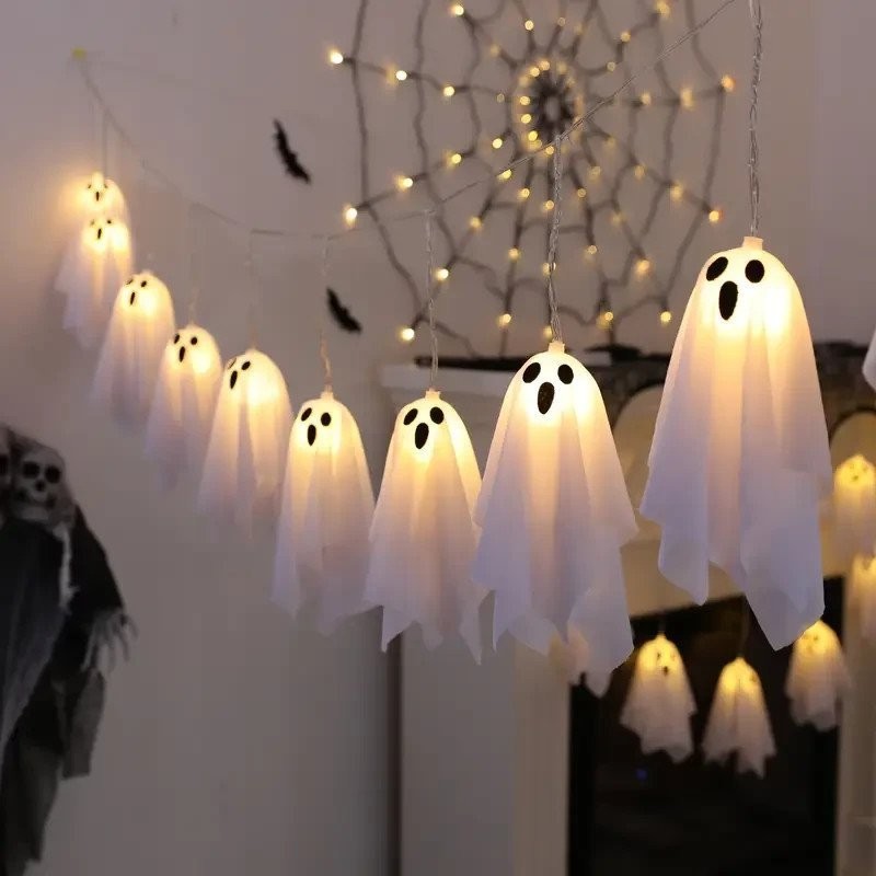 Halloween Ghost Fairy Lights Warm White 10 LED Witchy Gothic Spooky Decor 2.7m