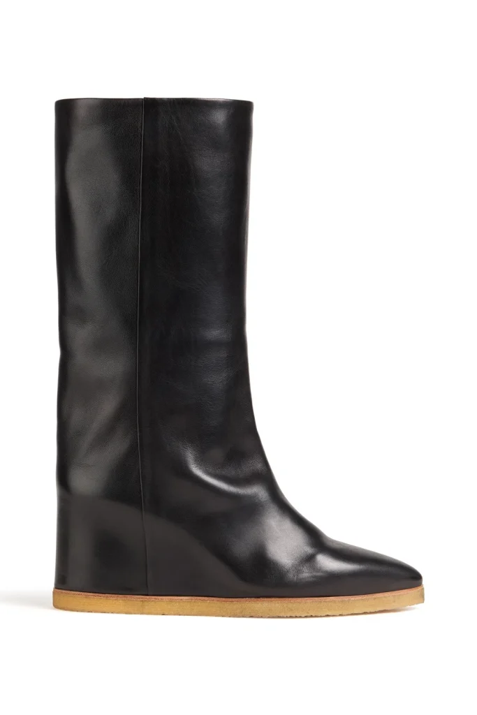 New Chloé Black Leather Hidden Wedge Knee High Boots Size EU 39 / US 9
