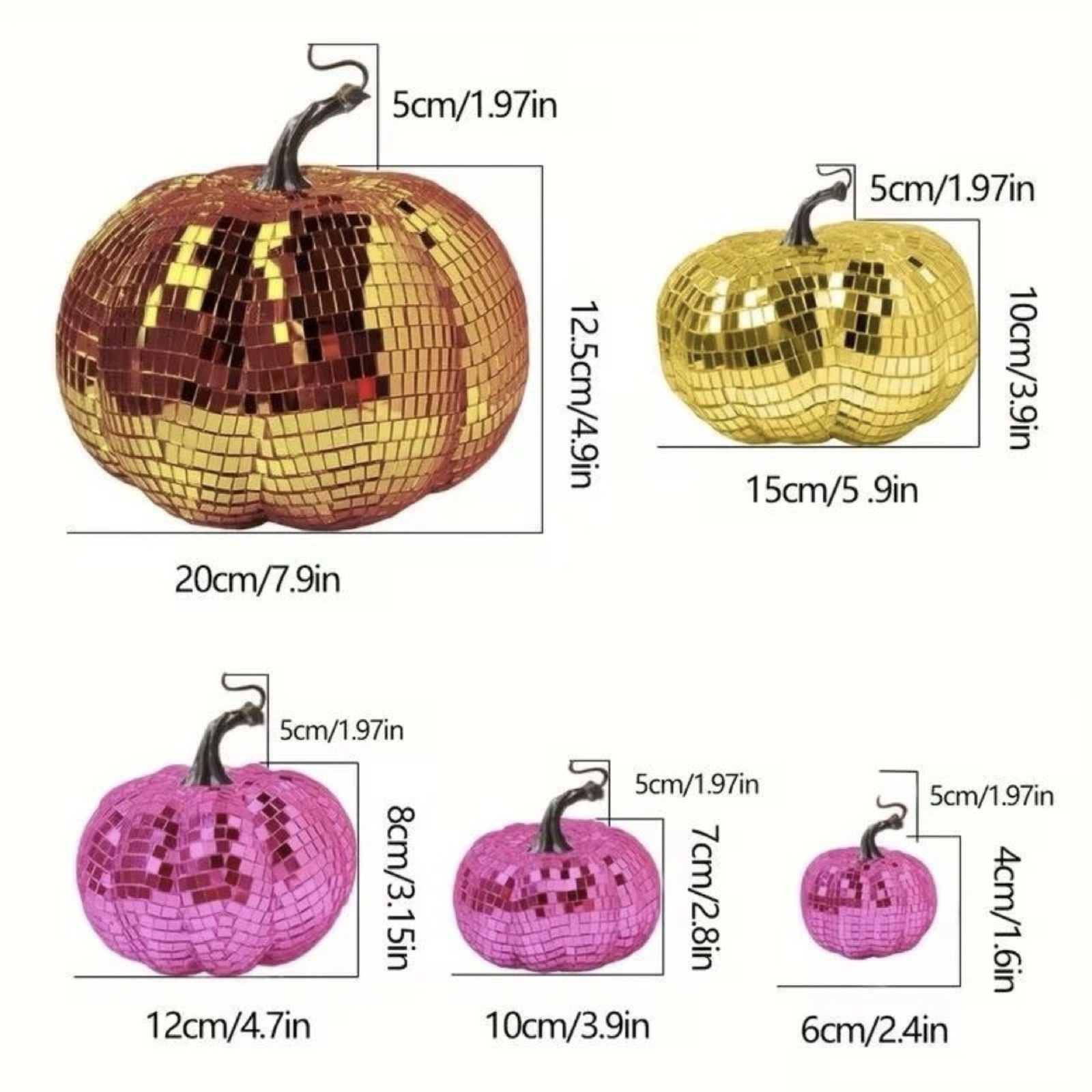 Gothic Witchy Disco Ball Pumpkin Pink Mirror Halloween Fall Mystic Decor 12cm image 6