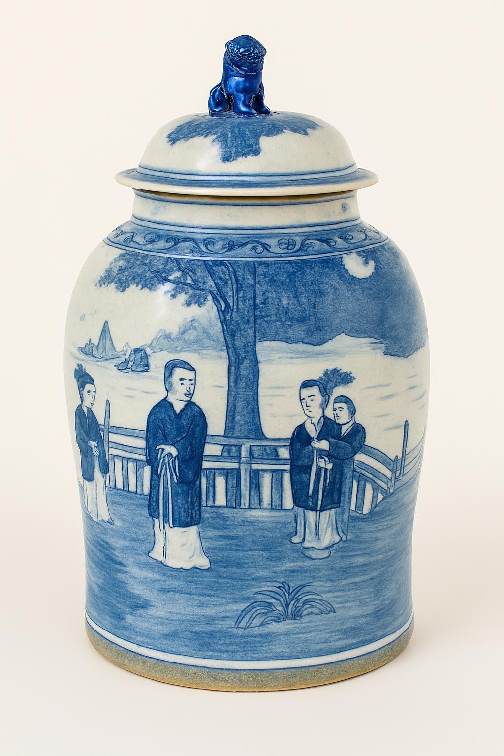Vintage Style Blue and White Chinese Ginger Jar with Lid – Hand-Painted Decor image 2
