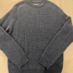 Fat Face blue waffle knit crew neck jumper, size M, chunky raglan knit