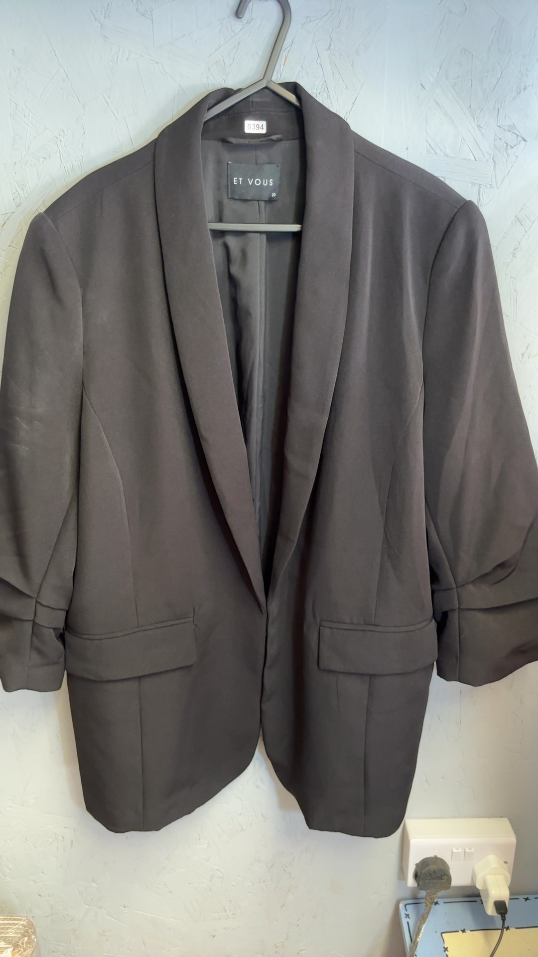 ET VOUS Women's Black Tailored Blazer Jacket 20 Polyester