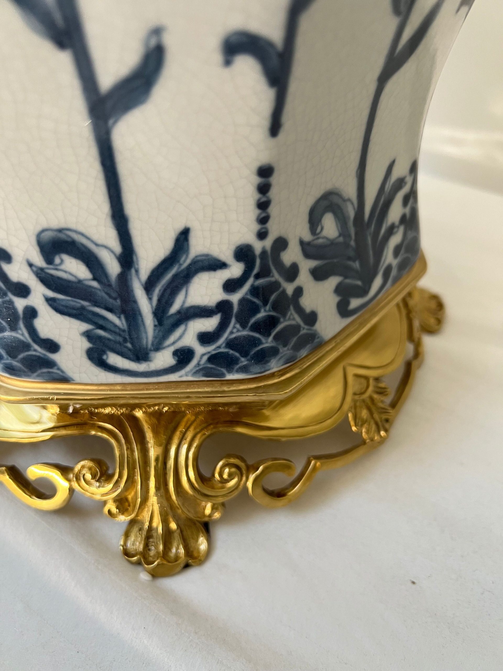 Blue and White Porcelain Table Lamp with Fabric Shade – Classic Decorative Light image 4