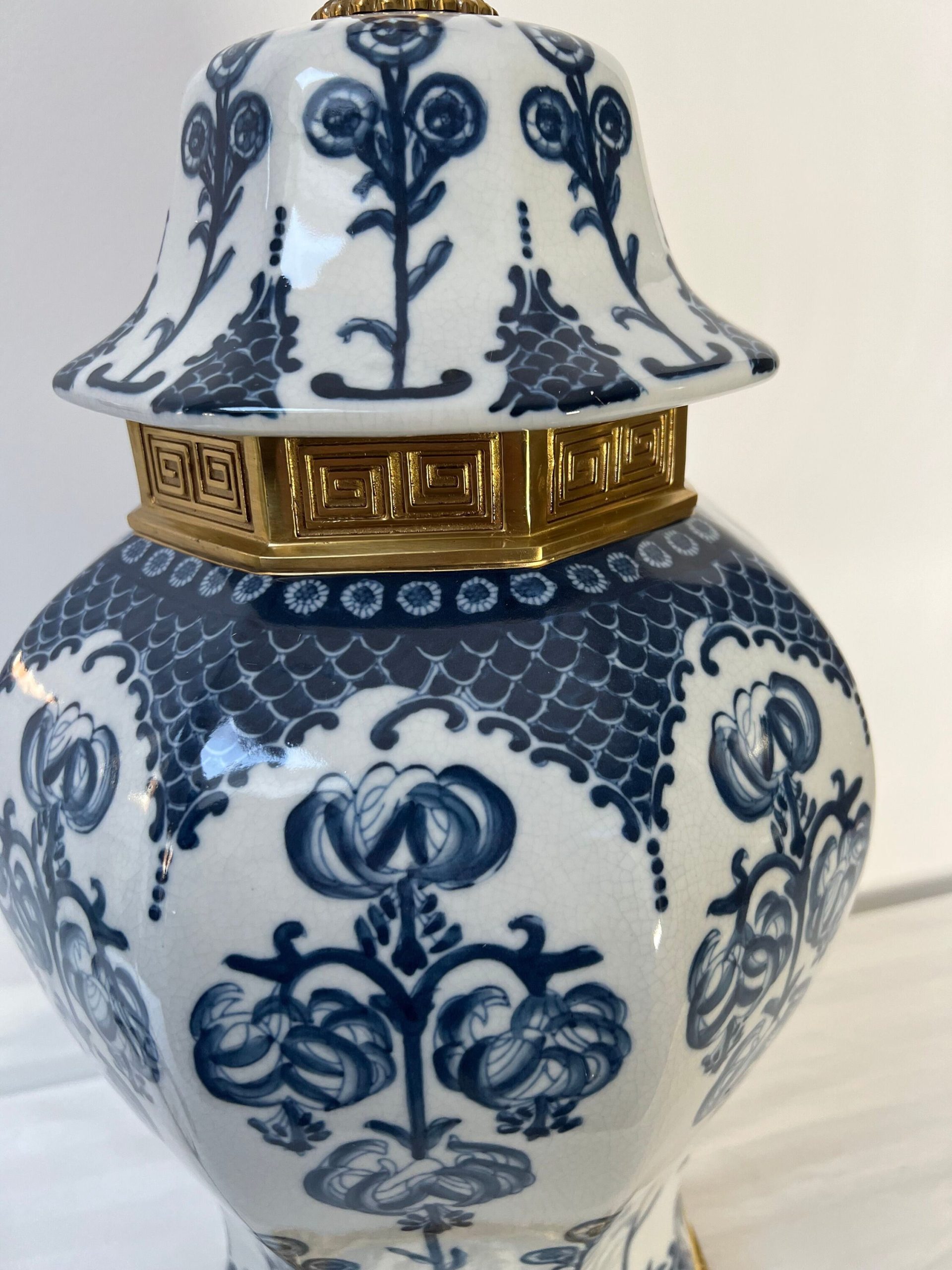 Blue and White Porcelain Table Lamp with Fabric Shade – Classic Decorative Light image 5