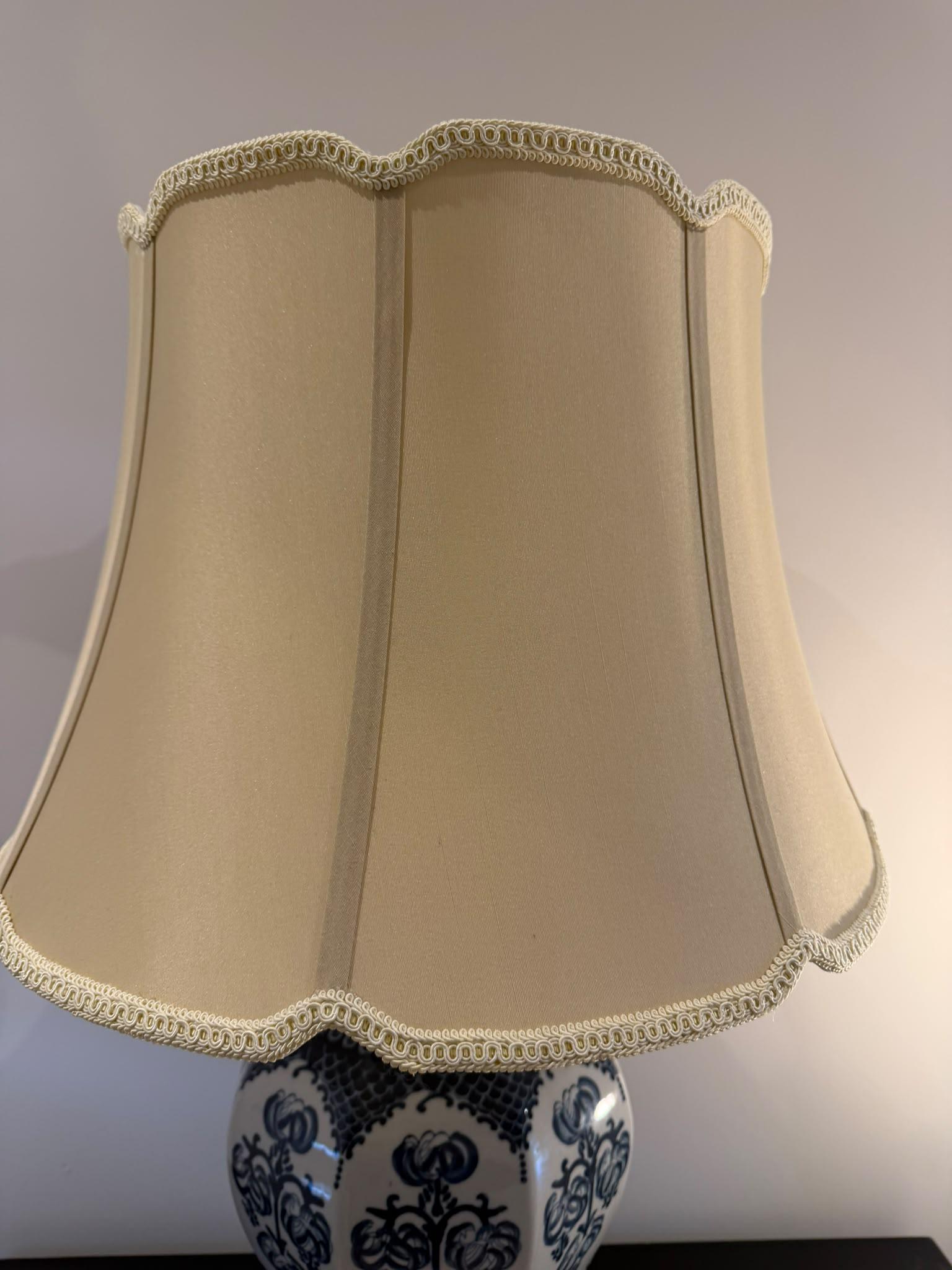 Blue and White Porcelain Table Lamp with Fabric Shade – Classic Decorative Light image 9