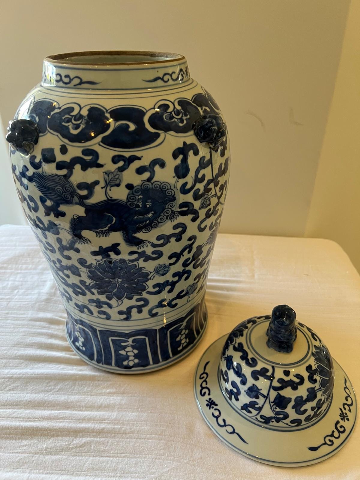 Blue and White Chinese Ginger Jar – Dragon & Phoenix Porcelain Vase image 2