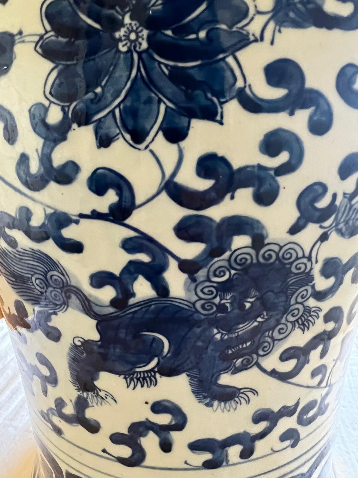Blue and White Chinese Ginger Jar – Dragon & Phoenix Porcelain Vase image 3
