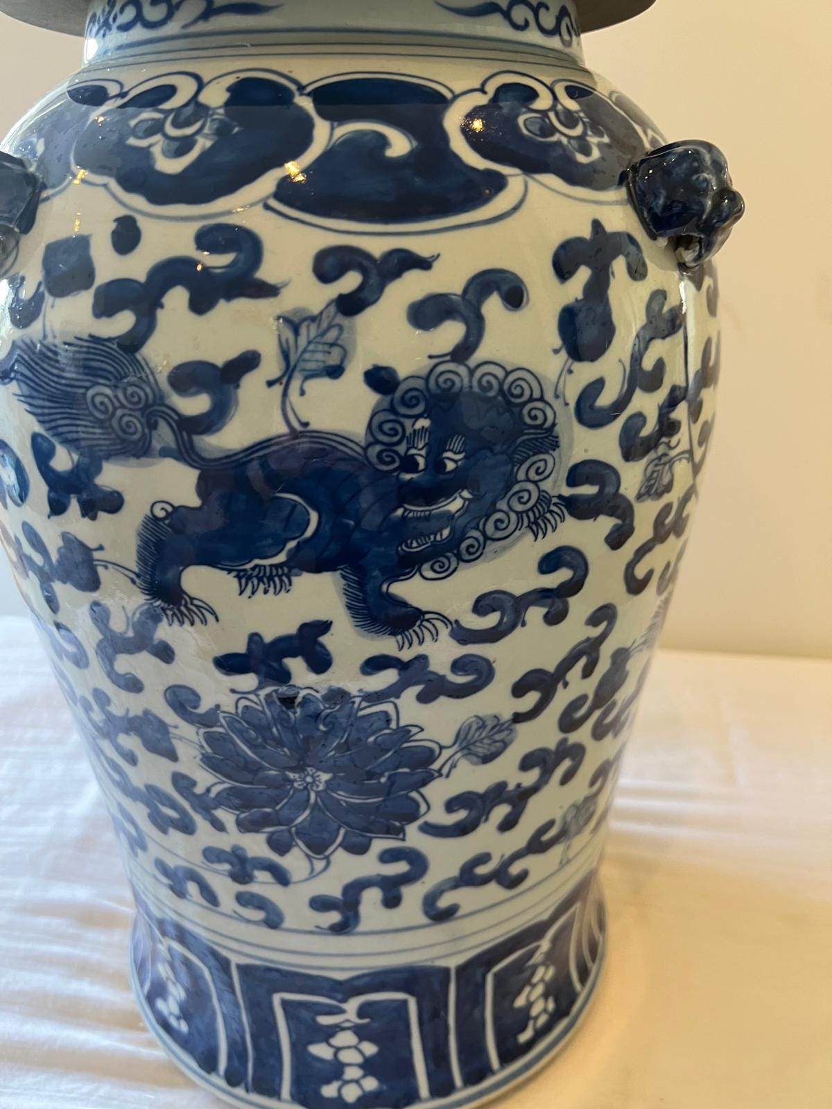 Blue and White Chinese Ginger Jar – Dragon & Phoenix Porcelain Vase image 5