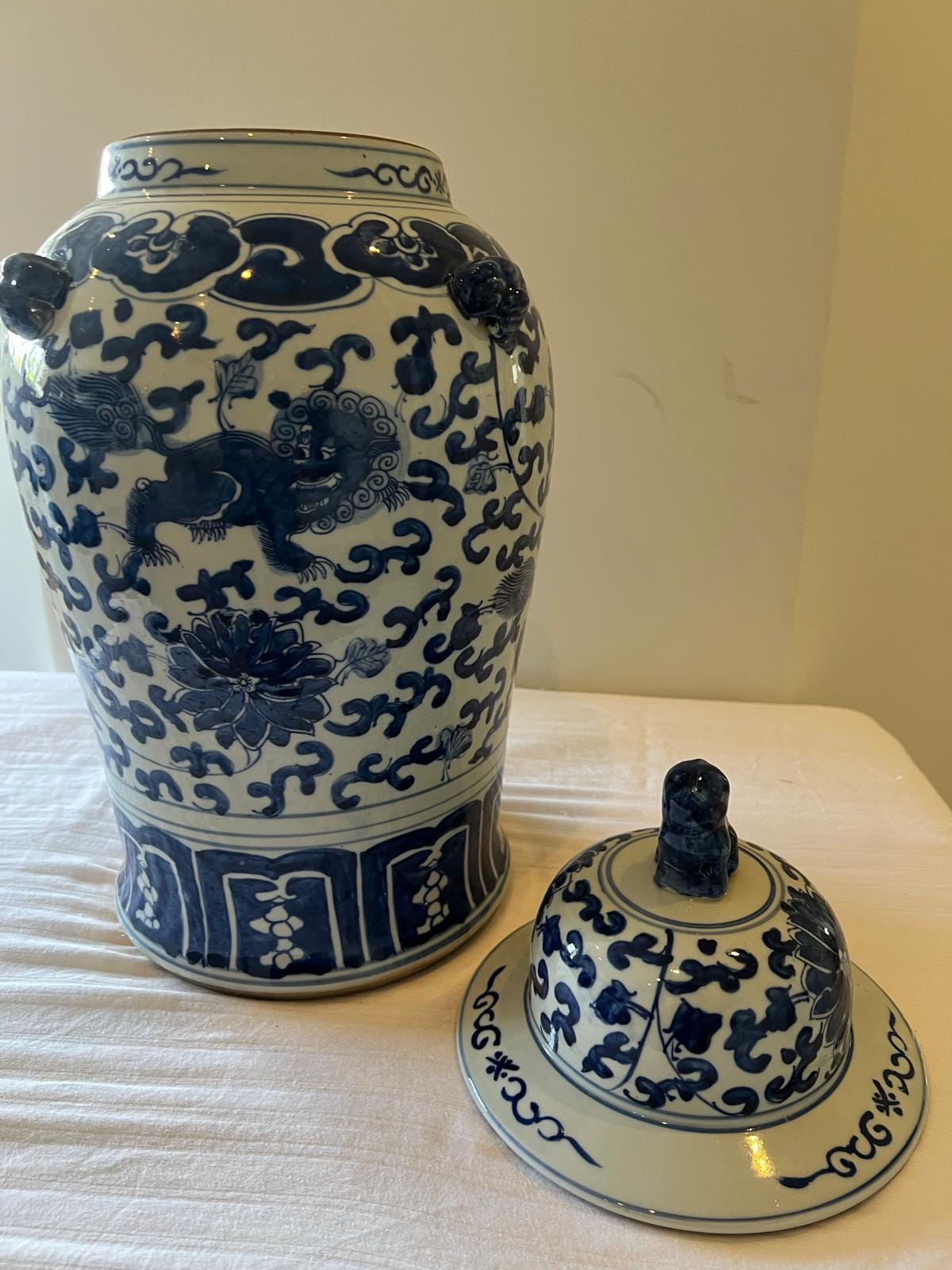 Blue and White Chinese Ginger Jar – Dragon & Phoenix Porcelain Vase image 6