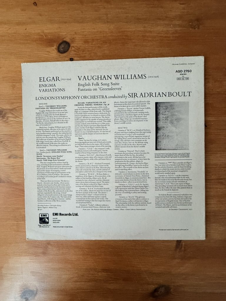Elgar Vaughan Williams EMI Classical Vinyl LP Album image 2