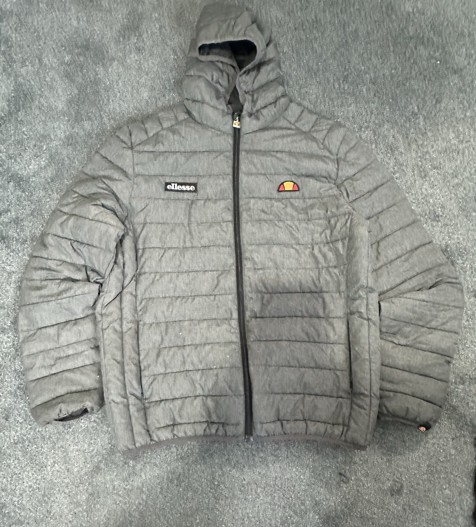 ellesse Grey Hooded Puffer Jacket Large