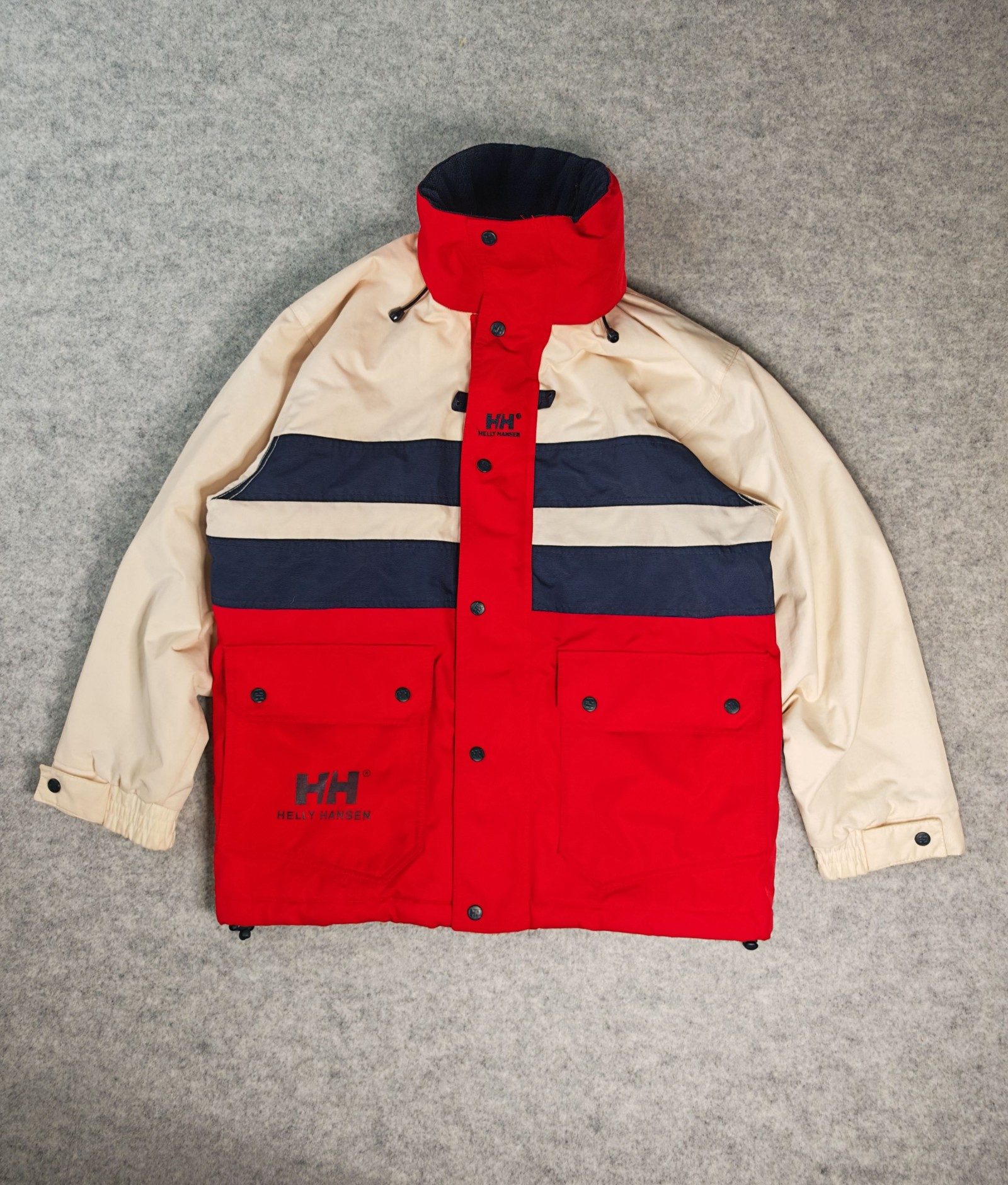 Helly Hansen Vintage Sailing Jacket Red Navy Cream Size XXS Fits Medium