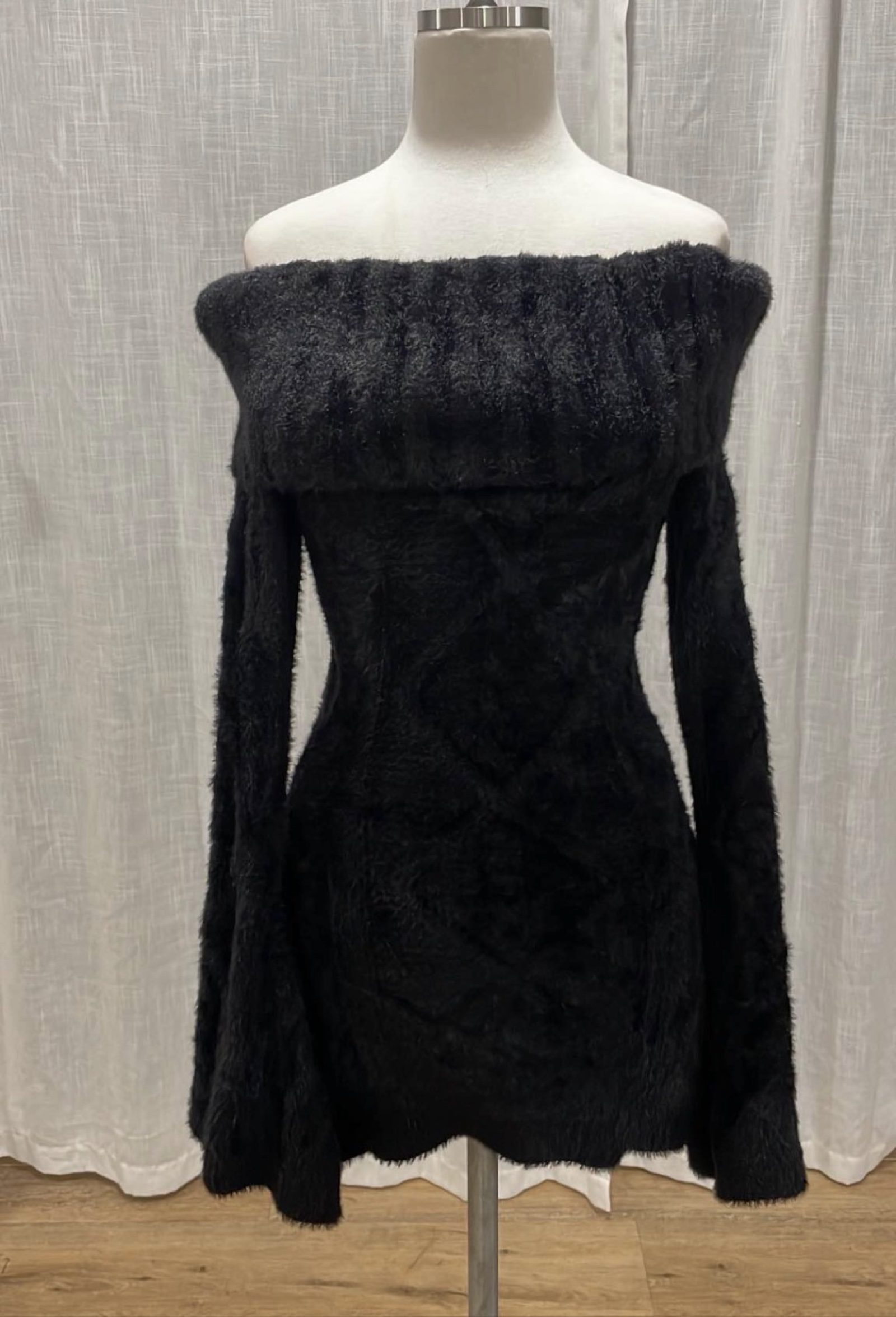 Forever 21 Black Off Shoulder Fuzzy Sweater Small