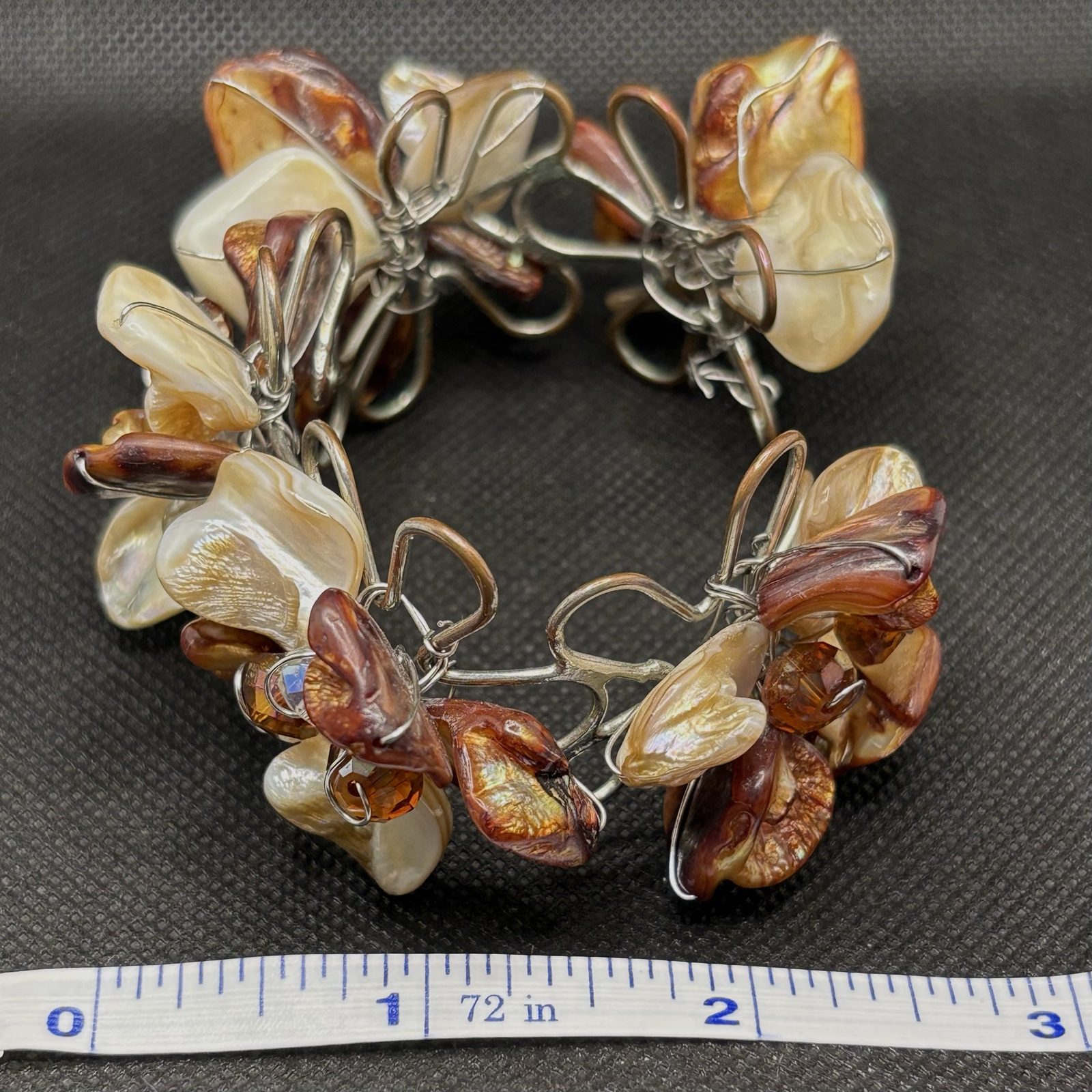 Vintage Multicolour Shell Beaded Stretch Bracelet image 7