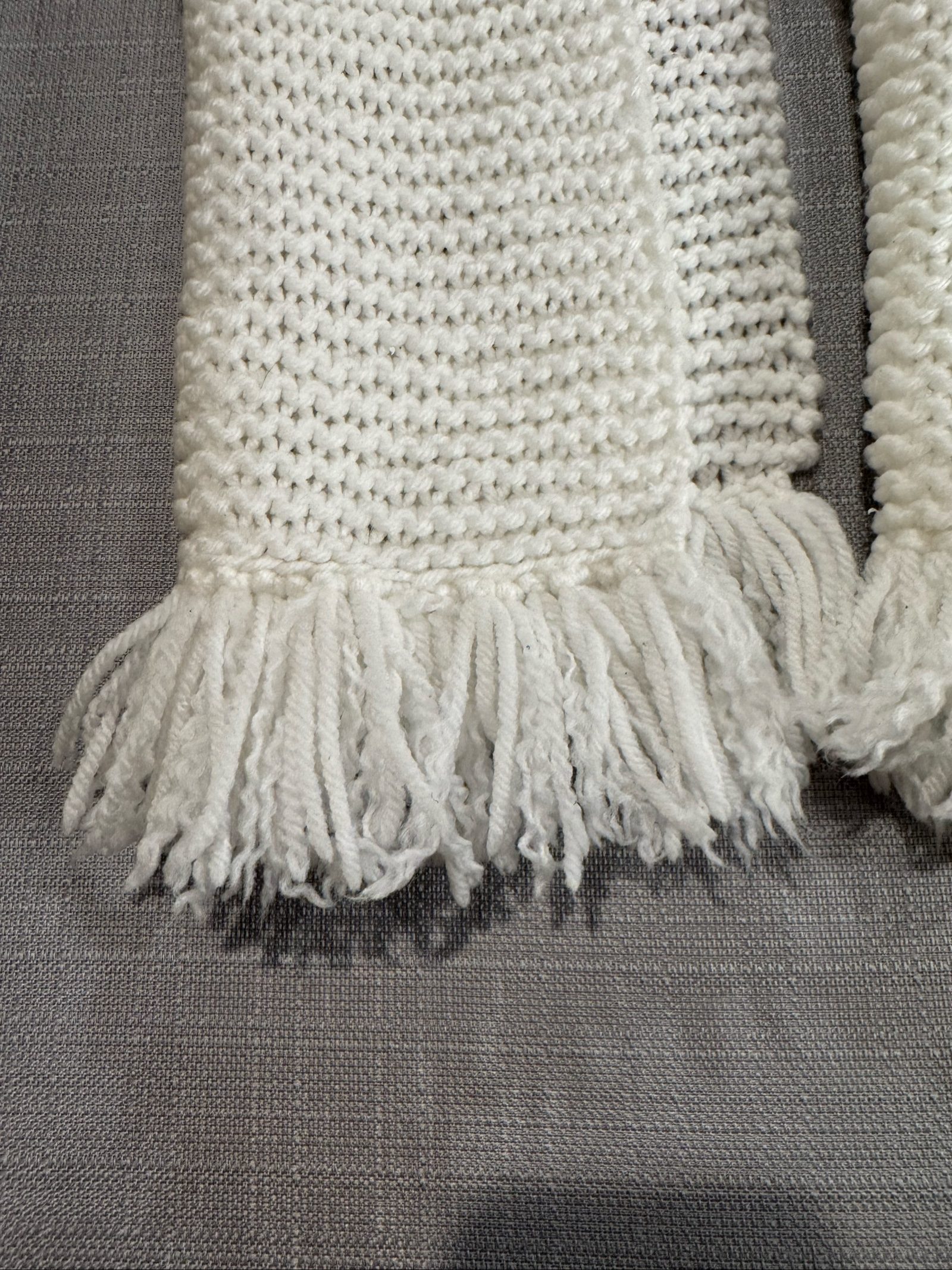 DRAFT Unisex Chunky Knit Fringe Winter Scarf – Ivory White - 66 inches image 2