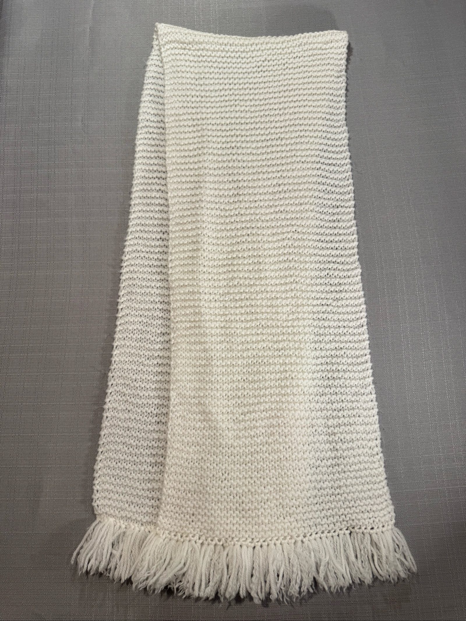 DRAFT Unisex Chunky Knit Fringe Winter Scarf – Ivory White - 66 inches image 3