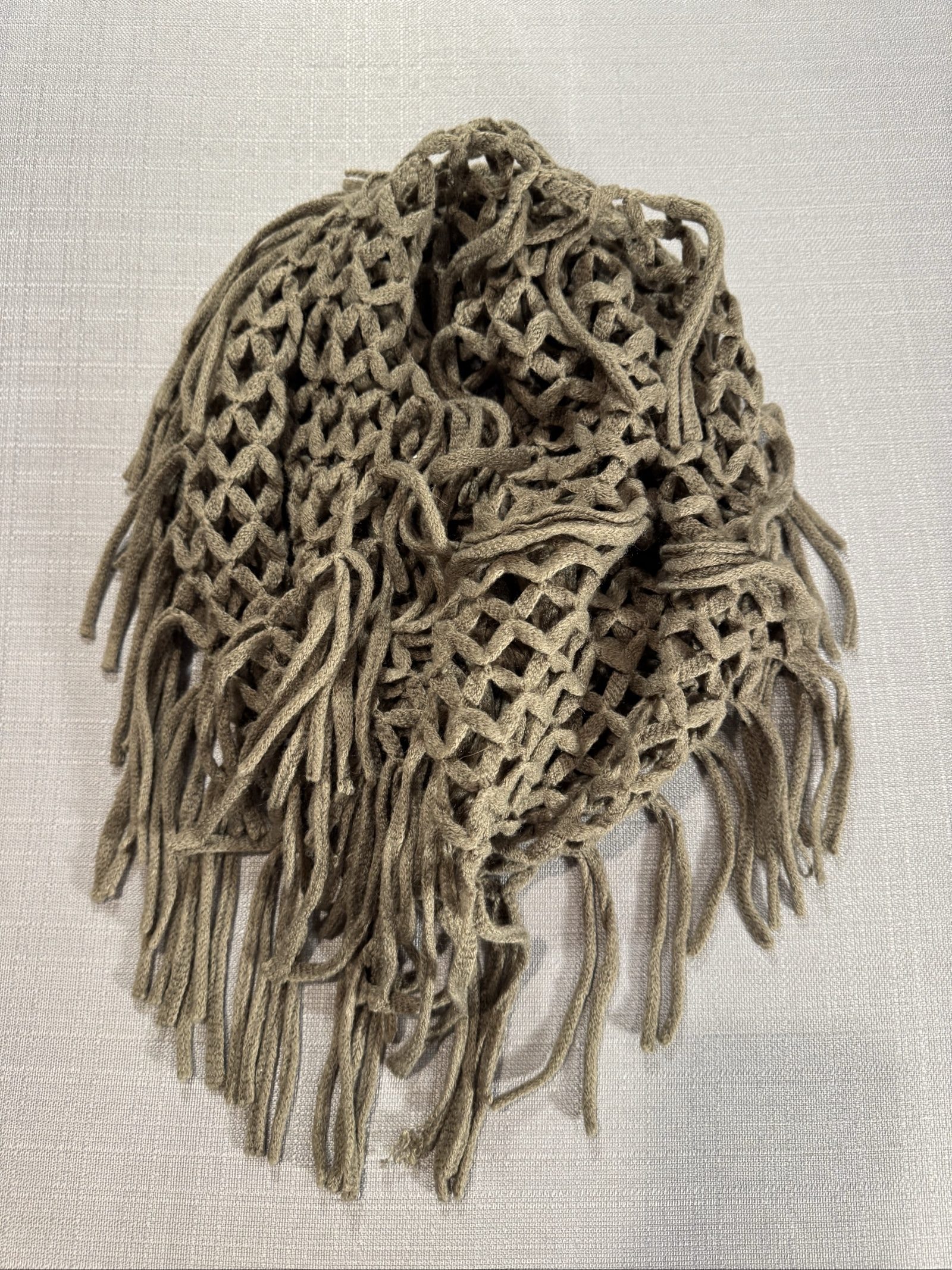 Women’s Open Weave Long Fringe Scarf – Taupe Gray - 29 inches image 4