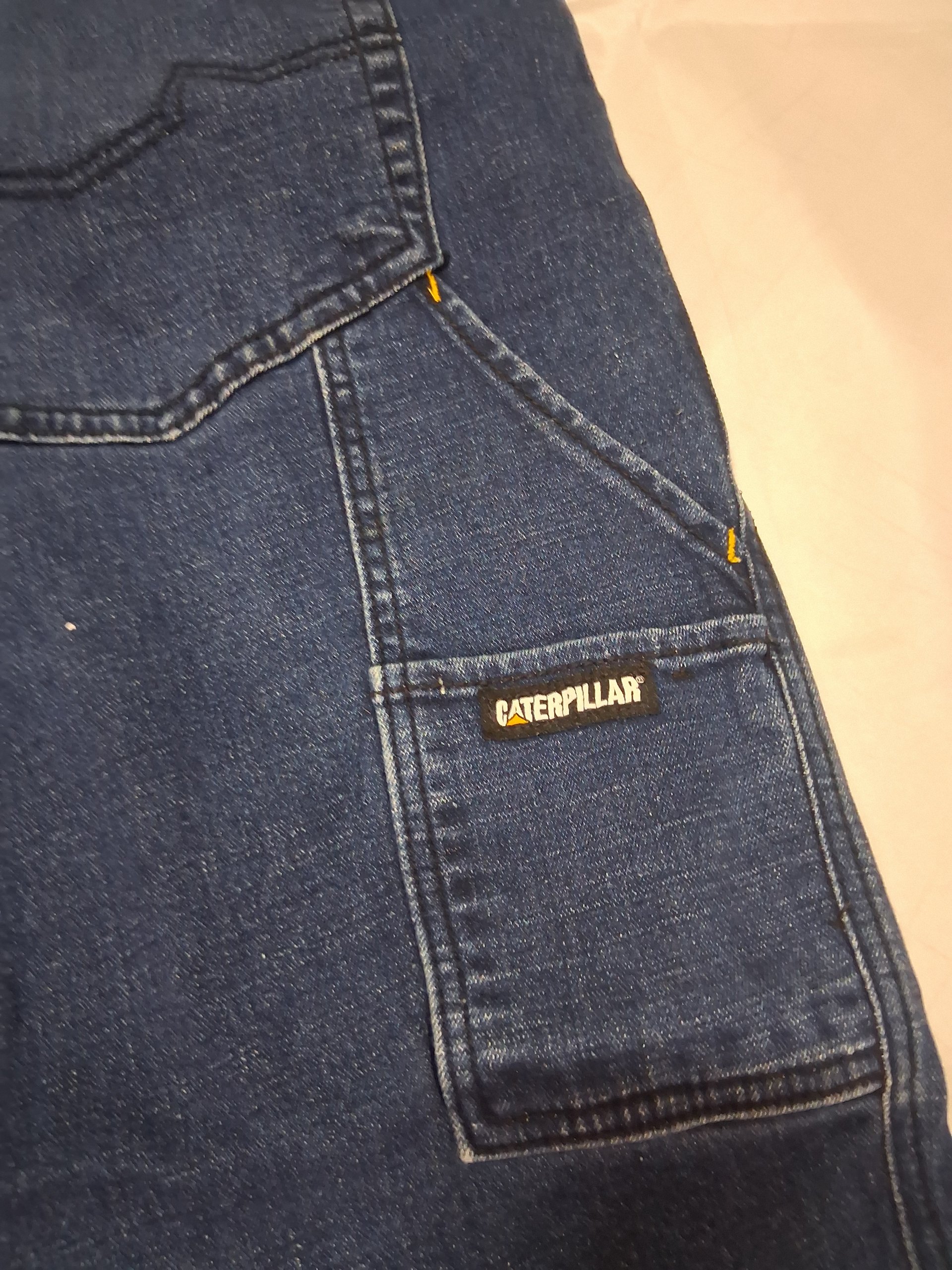 CAT Blue Denim Jeans Cargo Uomo Taglia 44x32 Cotone e Spandex image 6