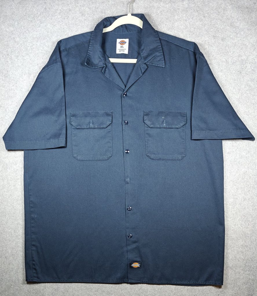 Dickies Work Shirt Short Sleeve Dual Pocket Twill Dark Navy Blue XL Relaxed Fit