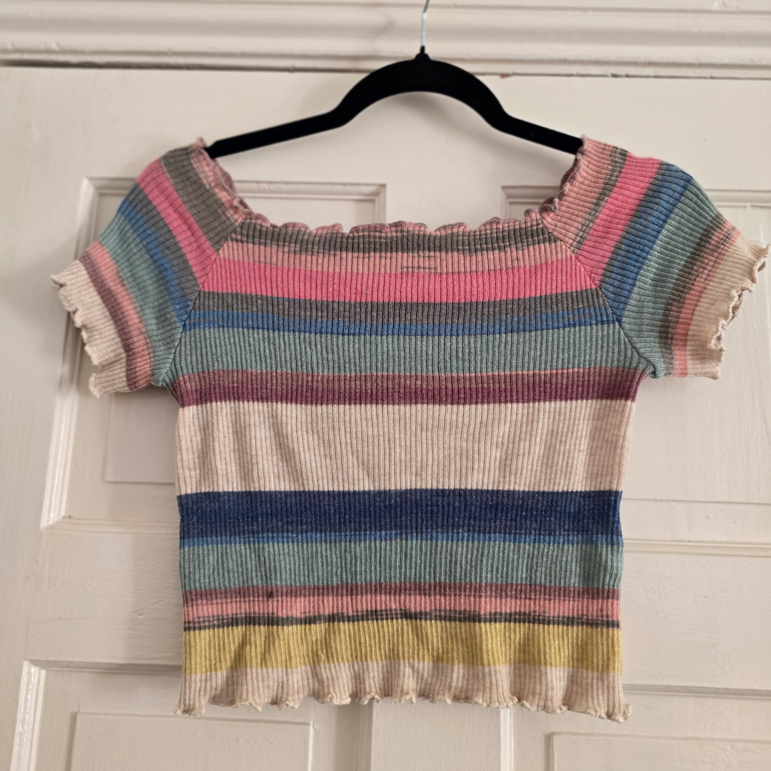 Pink Vanilla Multi-Colour Striped Ribbed Knit Top UK Large