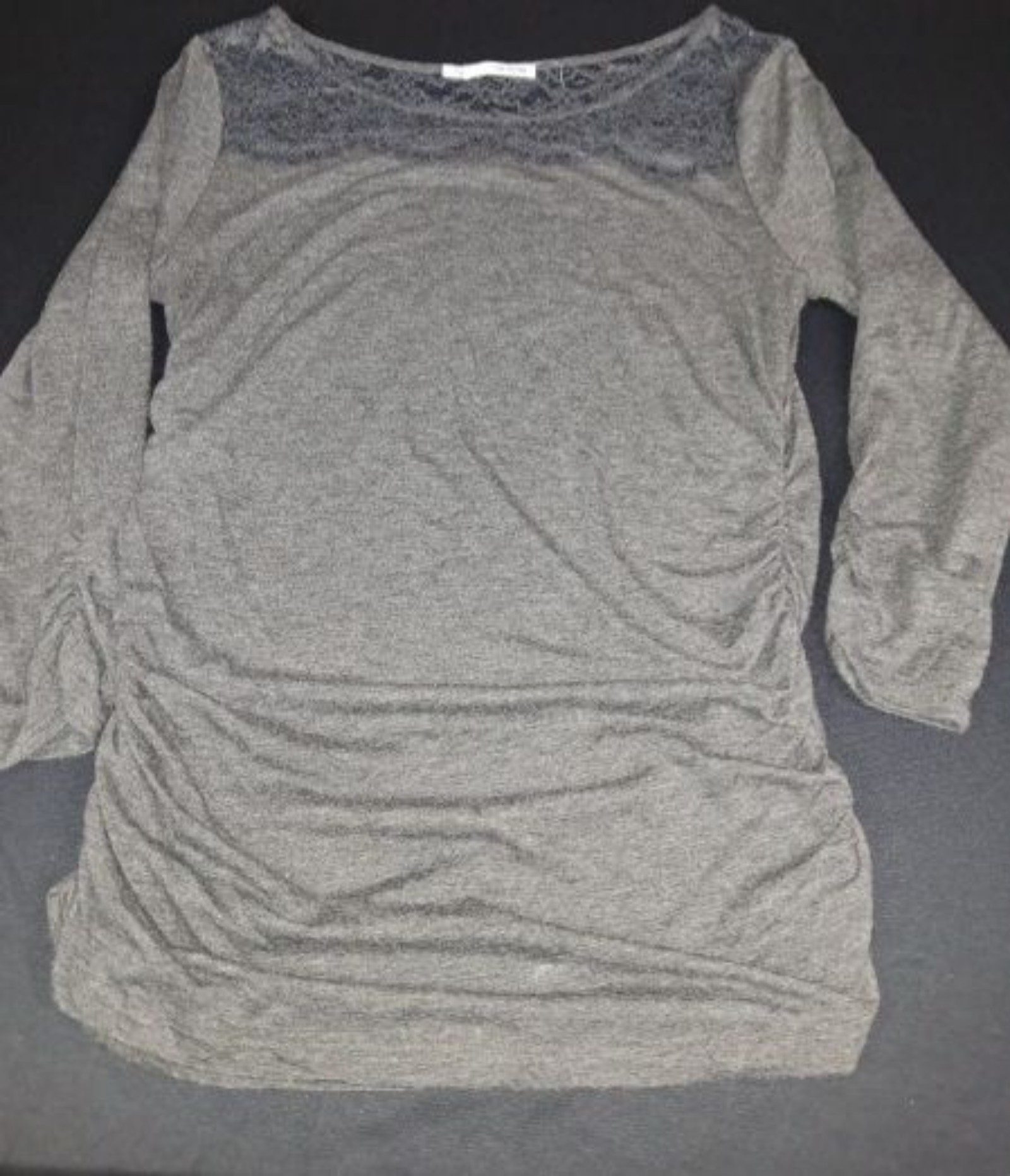 Maurices Women's Grey Lace Top Large Ruched Sleeves